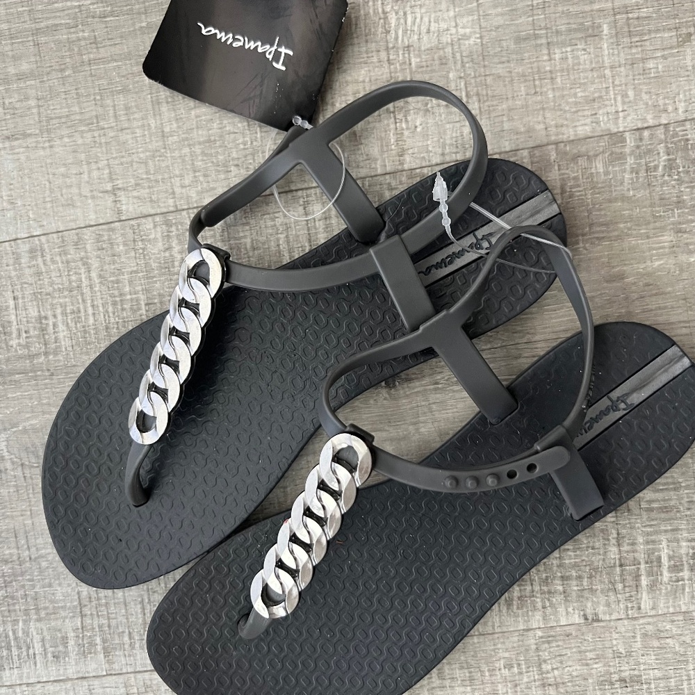 Ipanema Grey and Silver T-Bar sandals